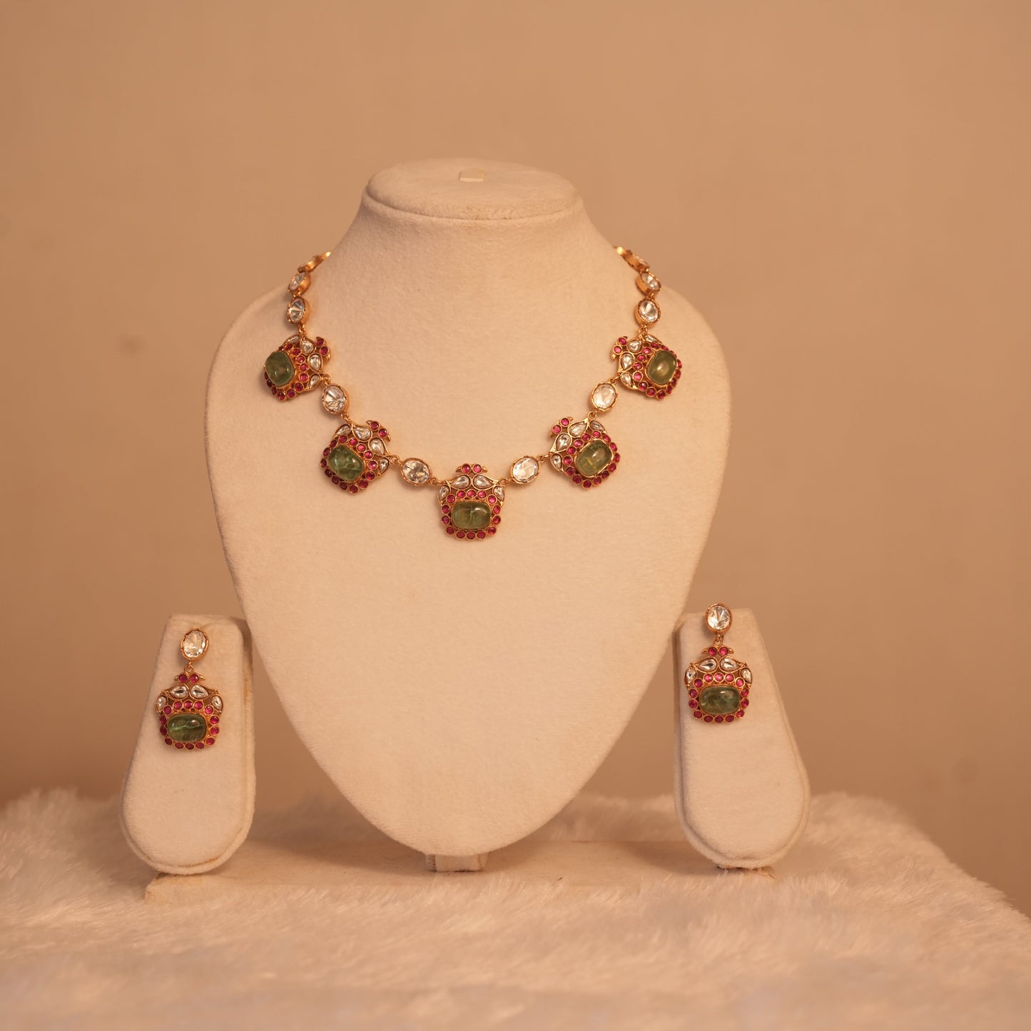 Floral Link Polki Necklace Set