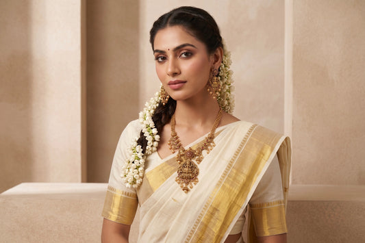 Aaradhya Lakshmi Set - Model view featuring luxury jewelry design.