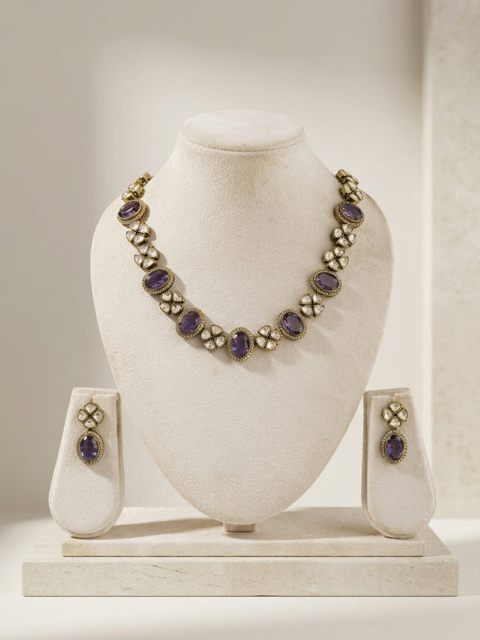 Amethyst Royale Necklace Set - Studio shot featuring luxury jewelry design.
