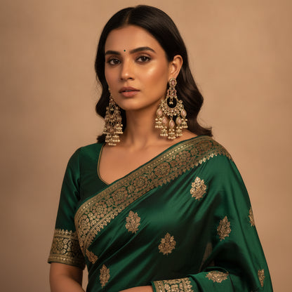 Chandni Polki Earrings - Model view featuring luxury jewelry design.