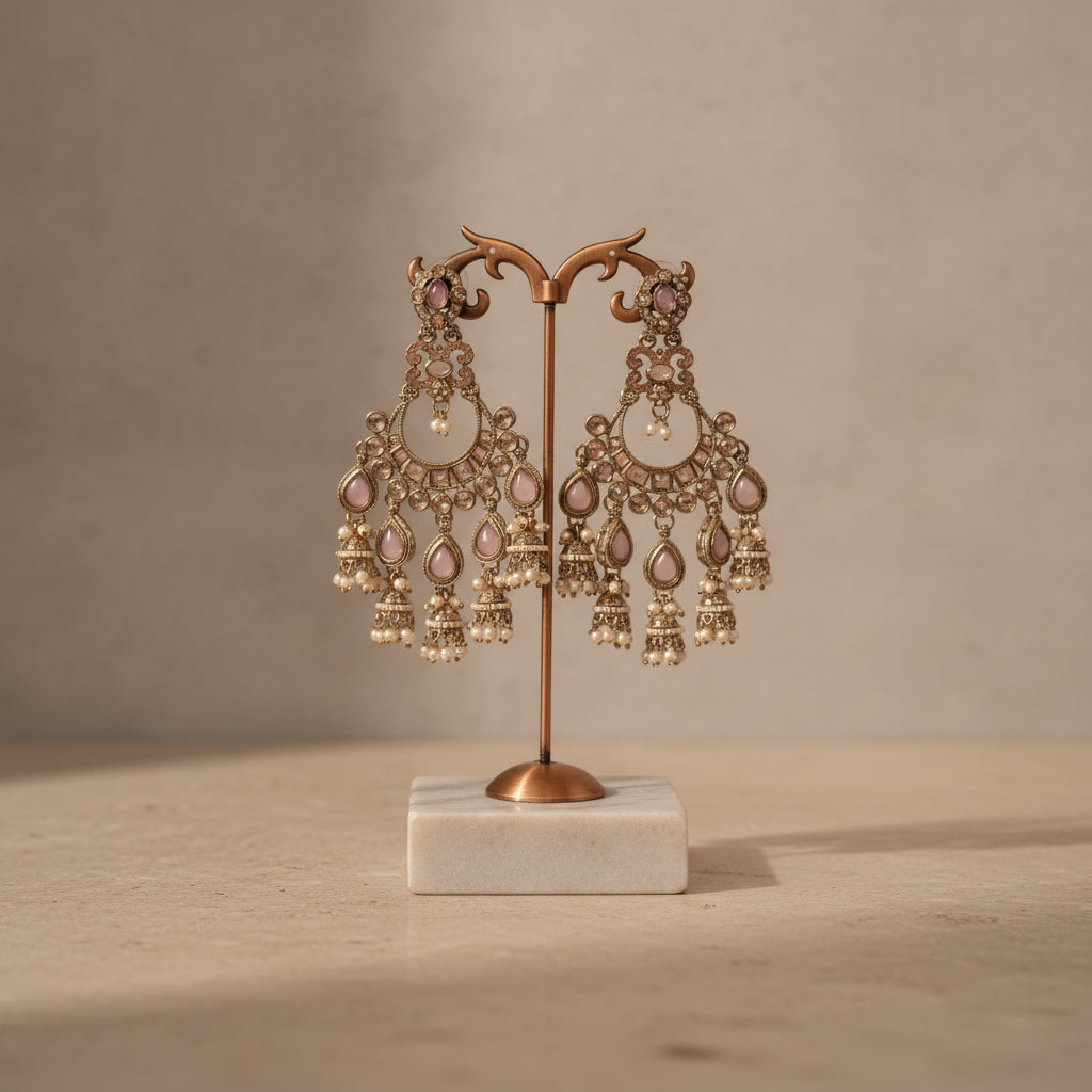 Chandni Polki Earrings - Studio shot featuring luxury jewelry design.