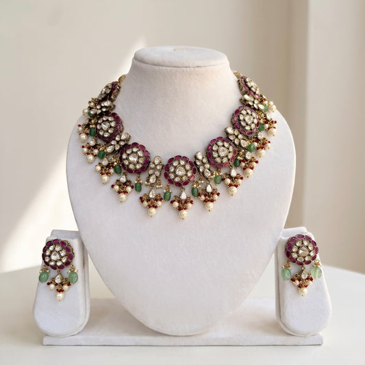 Deep Plum Polki Necklace Set