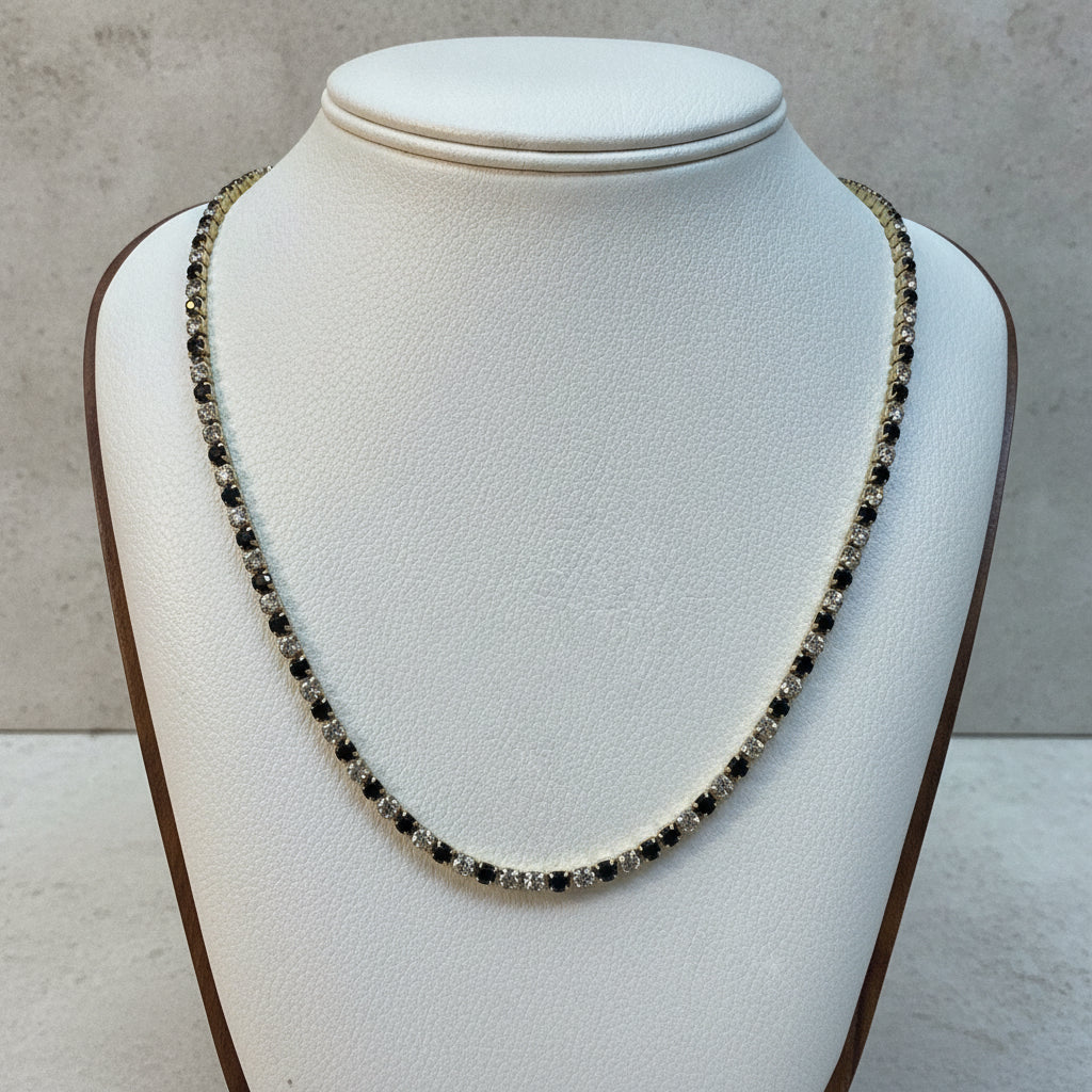 Elegance Tennis Necklace - Studio shot featuring luxury jewelry design.