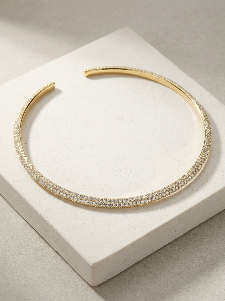 Embrace Silk Double Layer Hasli - Studio shot featuring luxury jewelry design.