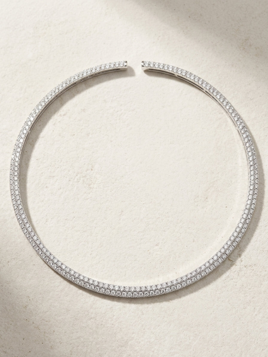 Embrace Silk Double Layer Hasli - Studio shot featuring luxury jewelry design.