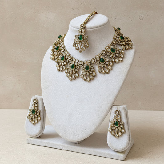 Emerald Regal Splendor Set - Studio shot featuring luxury jewelry design.