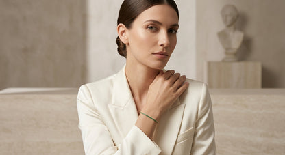 Emerald Streamline Bracelet - Model view featuring luxury jewelry design.