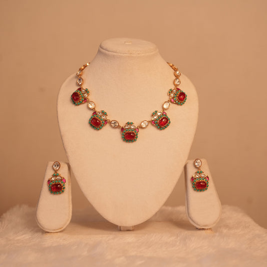 Floral Link Polki Necklace Set