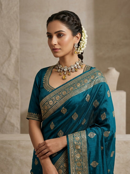 Polki Cluster Necklace Set - Model view featuring luxury jewelry design.