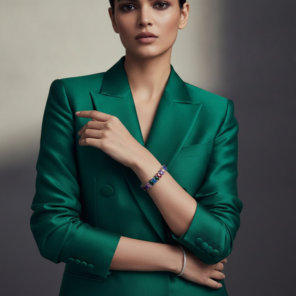 Radiance Tennis Kada - Model view featuring luxury jewelry design.