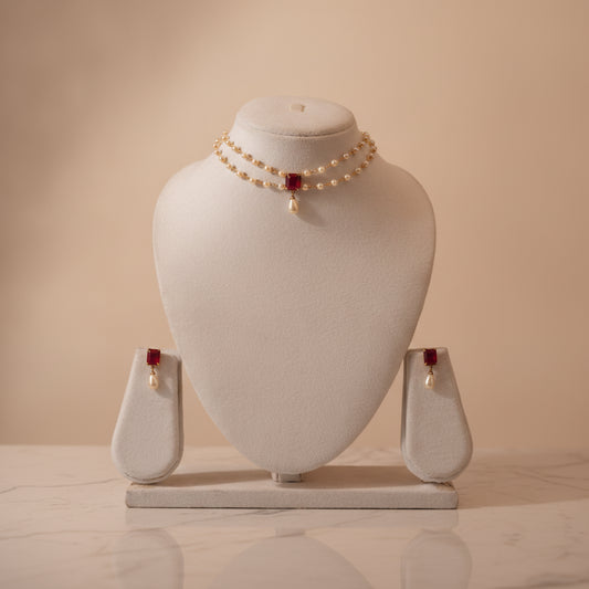 Regal Pearl Duo Set - Studio shot featuring luxury jewelry design.
