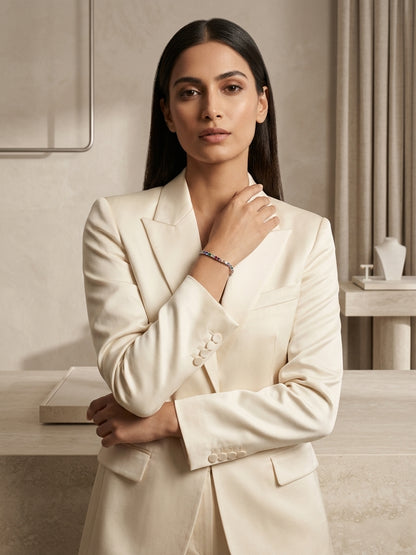 Gem Tennis Bracelet - Model view featuring luxury jewelry design.