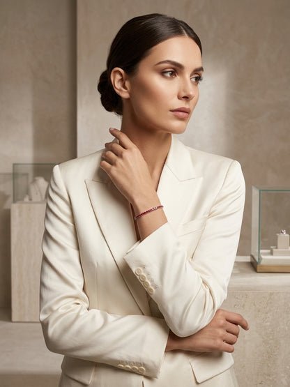 Gem Tennis Bracelet - Model view featuring luxury jewelry design.